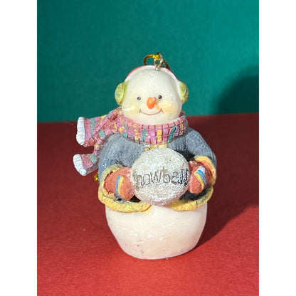 Set of 2 Winter Snow Pals Snowmen Vintage Bird Snowball