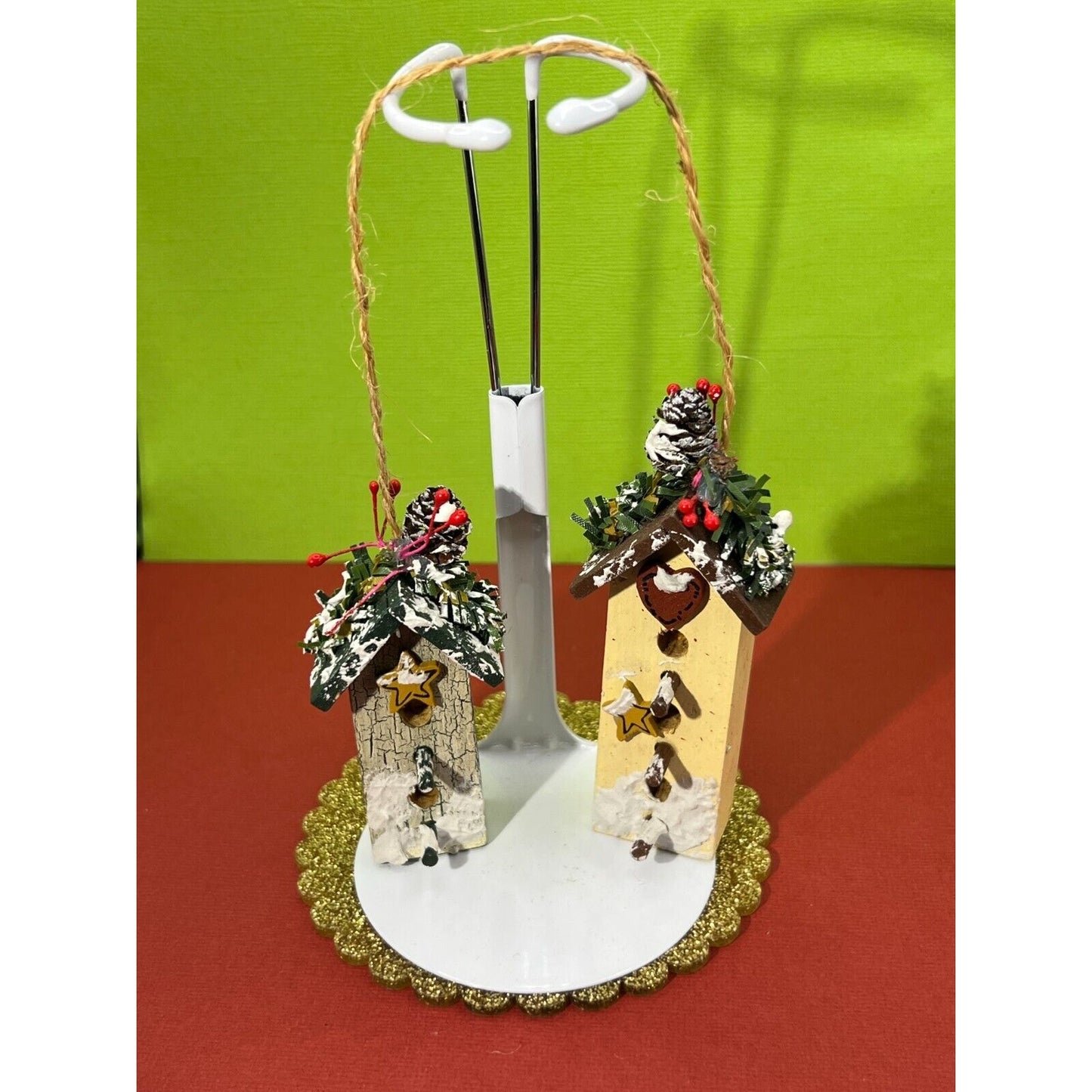 2pc Birdhous Christmas Ornament with Twine Hanger