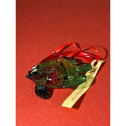 Art Glass Tropical Fish Green Yellow Red Black 2.5 Inch Ornament