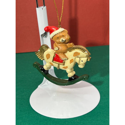 Teddy Bear Riding a Rocking Horse Christmas Ornament