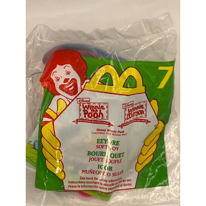 1999 Winnie The Pooh McDonalds Happy Meal Toy Plush Clip Eyeore #7 sealed