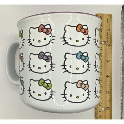 Hello Kitty 20 oz Hello Kitty Rainbow Bows Ceramic Camper Mug, White