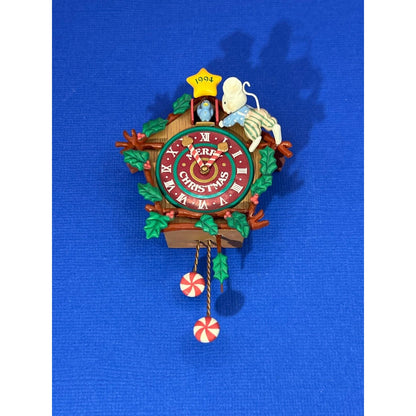 Carlton Christmas Ornament Holiday Time Mouse Checks Time on Clock 1984