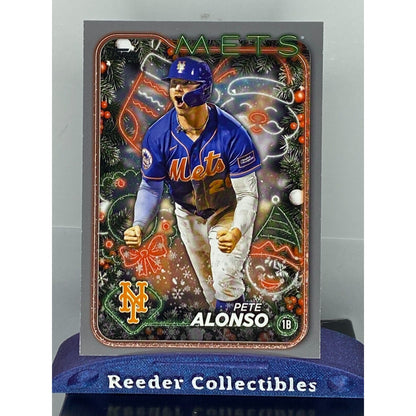 2024 Topps Holiday #H66 Pete Alonso New York Mets Silver Glitter Parallel SP RC