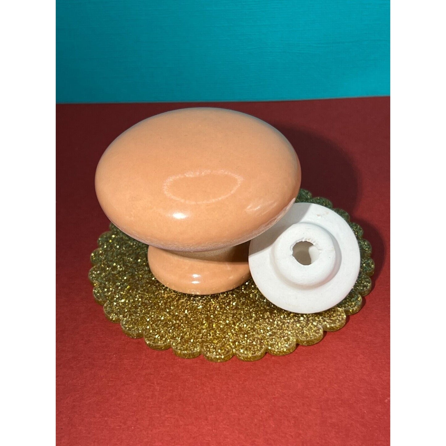 Vintage Small Ceramic/Porcelain Vanity Jar With Lid Pink And White 2.75" x "2"