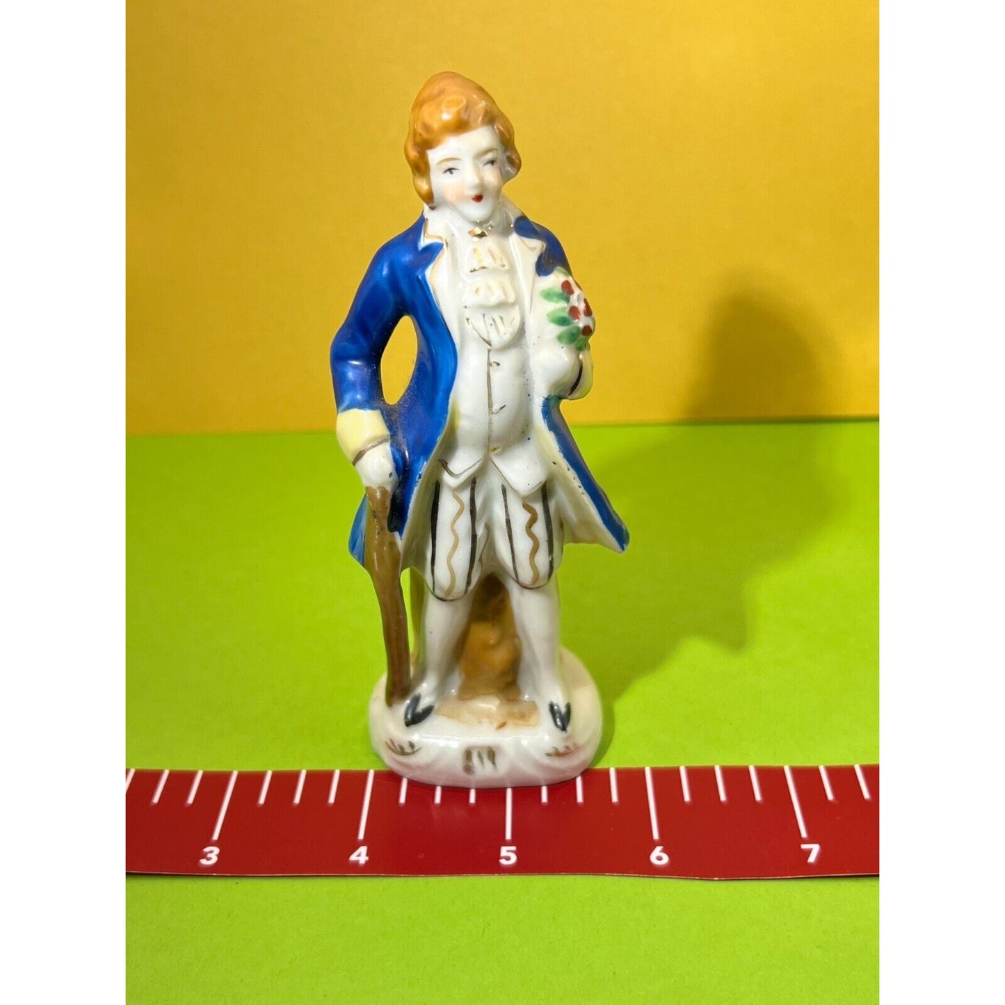 2 piece Colonial Male Figurines Occupied Japan Vintage Porcelain 5" tall