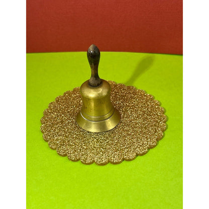 Vintage Mini Brass Bell with Wooden Handle 2.5"h