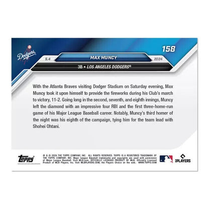 Max Muncy 2024 MLB TOPPS NOW 158 1st Career Three HR Homer Game PR627