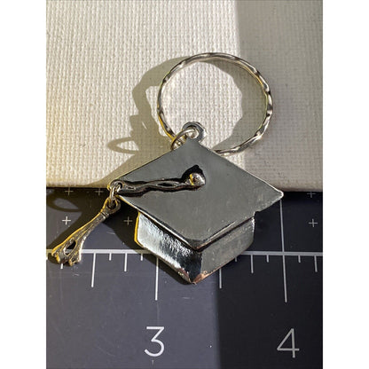 Silvertone Graduation Cap Novelty Souvenir Keyring