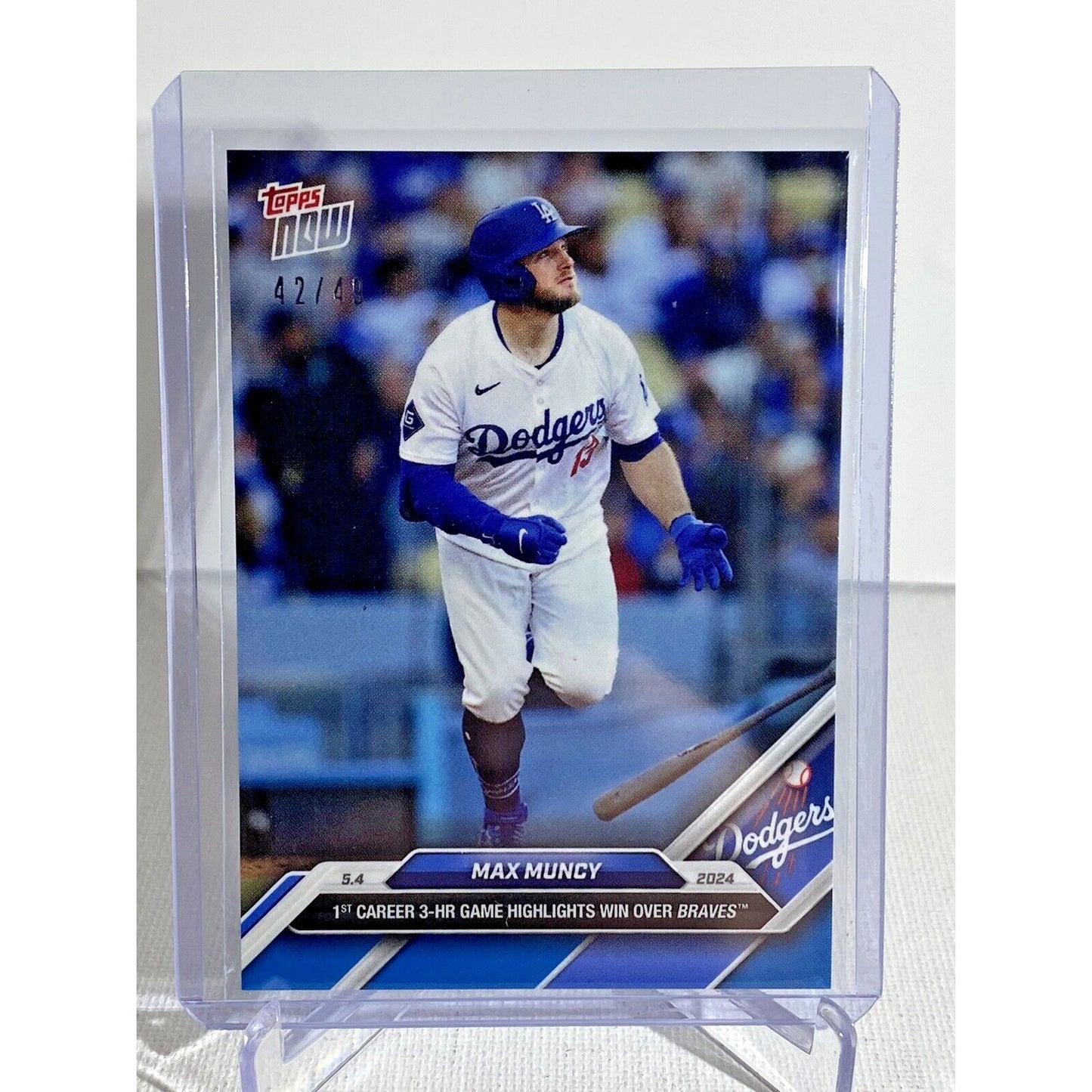 Max Muncy 2024 MLB TOPPS NOW 158 1st Career Three HR Homer Game Ser# 42/49