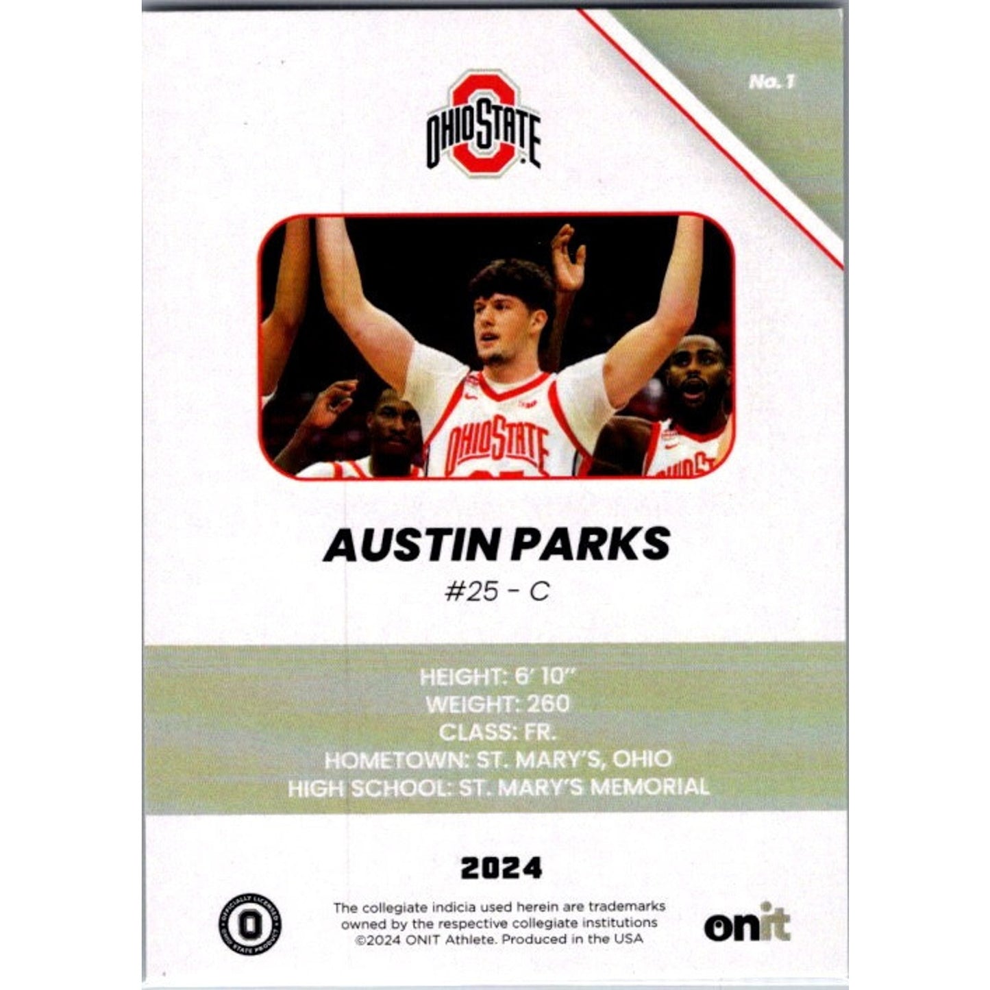 Austin Parks 2023-24 ONIT Basketball #1 Ohio State Buckeyes
