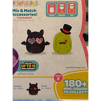 Original Squishmallows 4 Squish-a-longs + 3 Accessories + Purple Case
