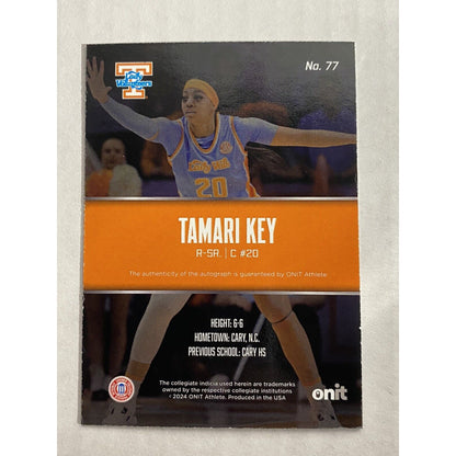 Tamari Key auto 30/50 2024 Onit Athlete Tennessee Lady Vols basketball