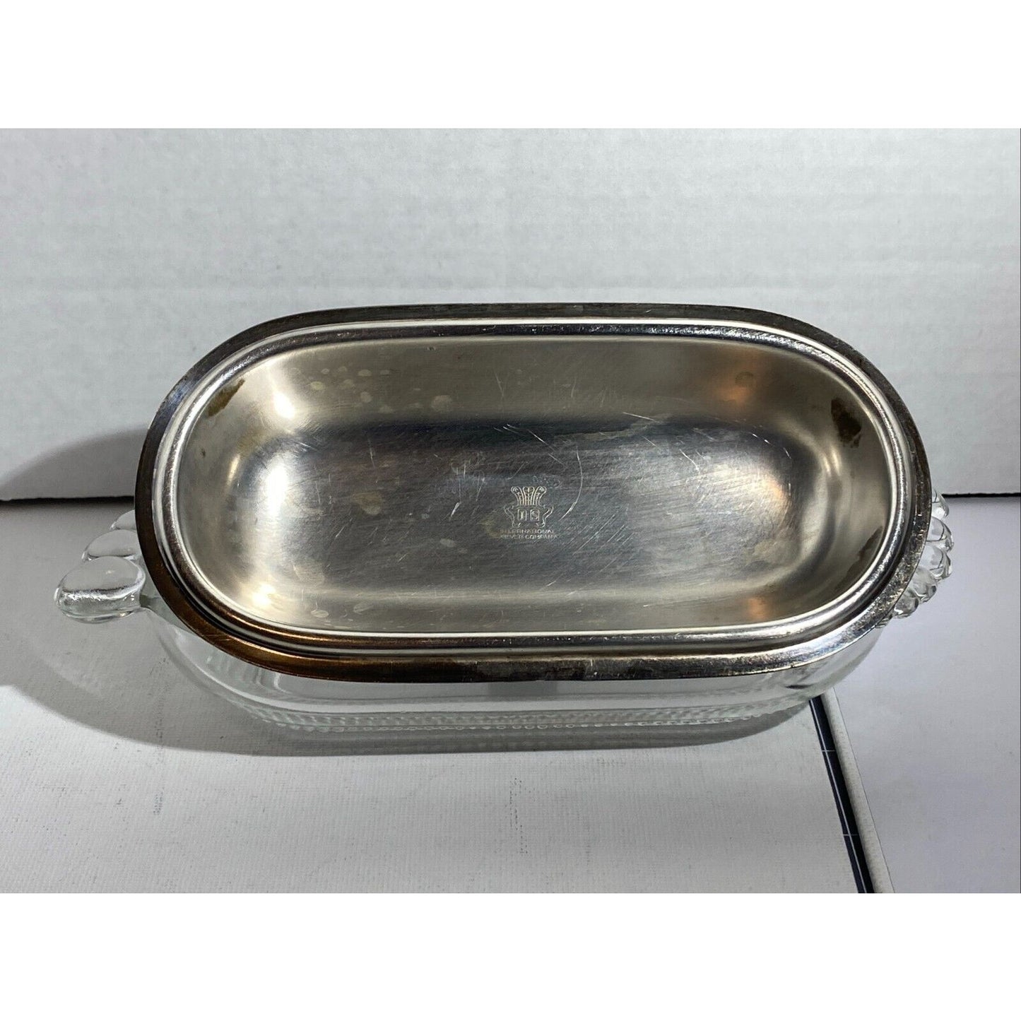 vintage 1953 silver plated and glass butter dish by 1847 rogers bros.