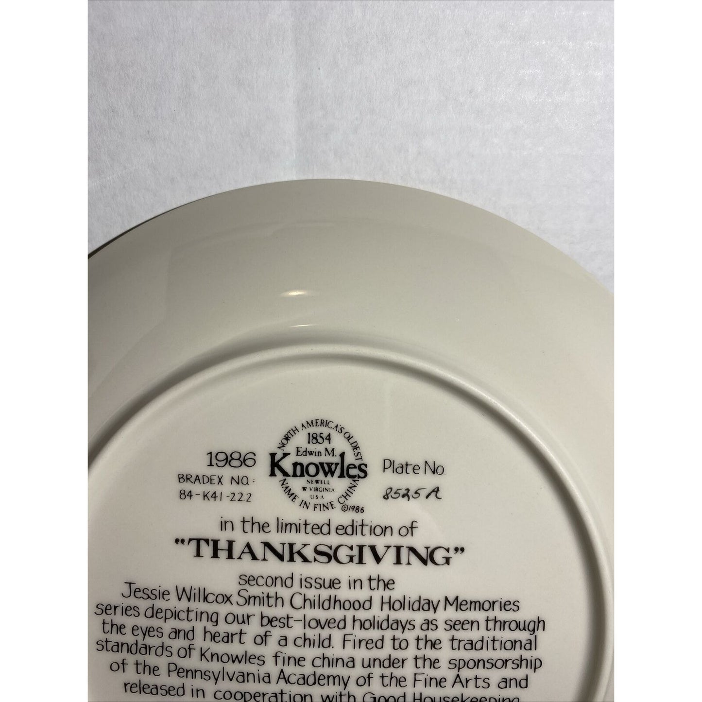 Jesse Wilcox Smith - "Thanksgiving" Collector Plate Numbered w Box & COA 1986