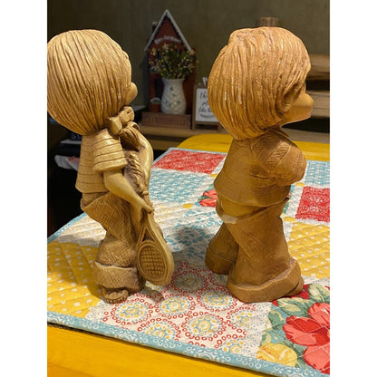 Bill Mack Fannykin Sculptures Boy Backhand & Girl Forehand 1977 Lot of 2