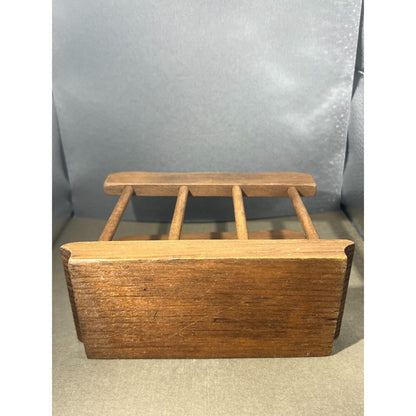 Vintage Handcrafted Wooden Napkin Holder Brown 6”L x 2.5"W x 4.75"H