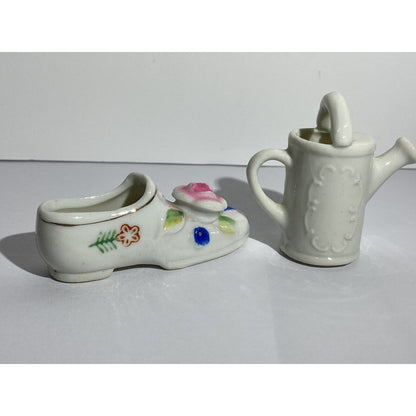 Pair of Vintage Fancy Miniature Ceramic Shoes - Japan & Occupied Japan