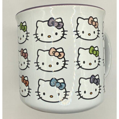 Hello Kitty 20 oz Hello Kitty Rainbow Bows Ceramic Camper Mug, White