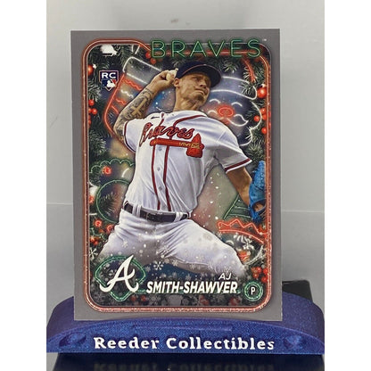2024 Topps Holiday AJ Smith-Shawver Atlanta Braves Silver Glitter Parallel SP RC