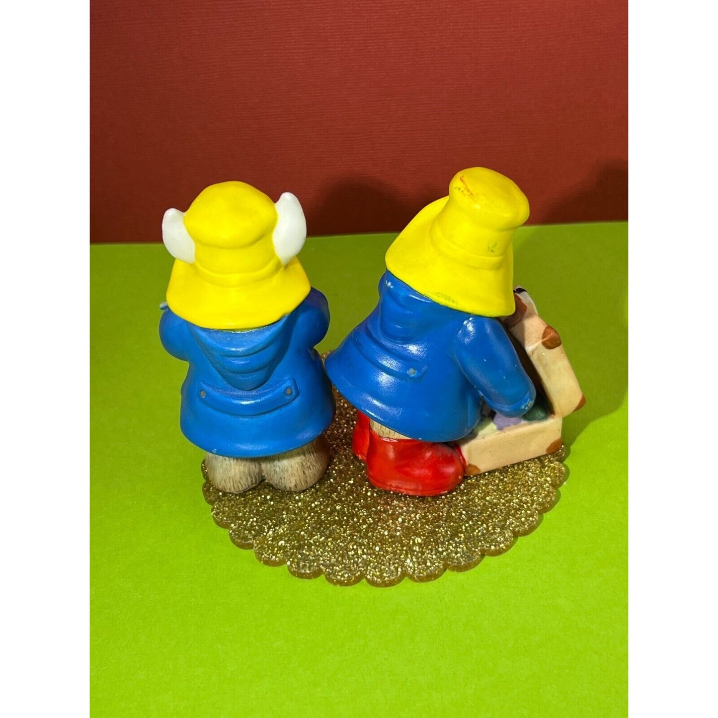 (2) 1991 Enesco Eden Toys Paddington Bear Happy Spring Easter Eggs Figurine Rare