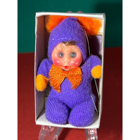 Vintage Miniature Lilliput Baby- Teeny Doll in Box- Purple- Imperial Toy Corp.