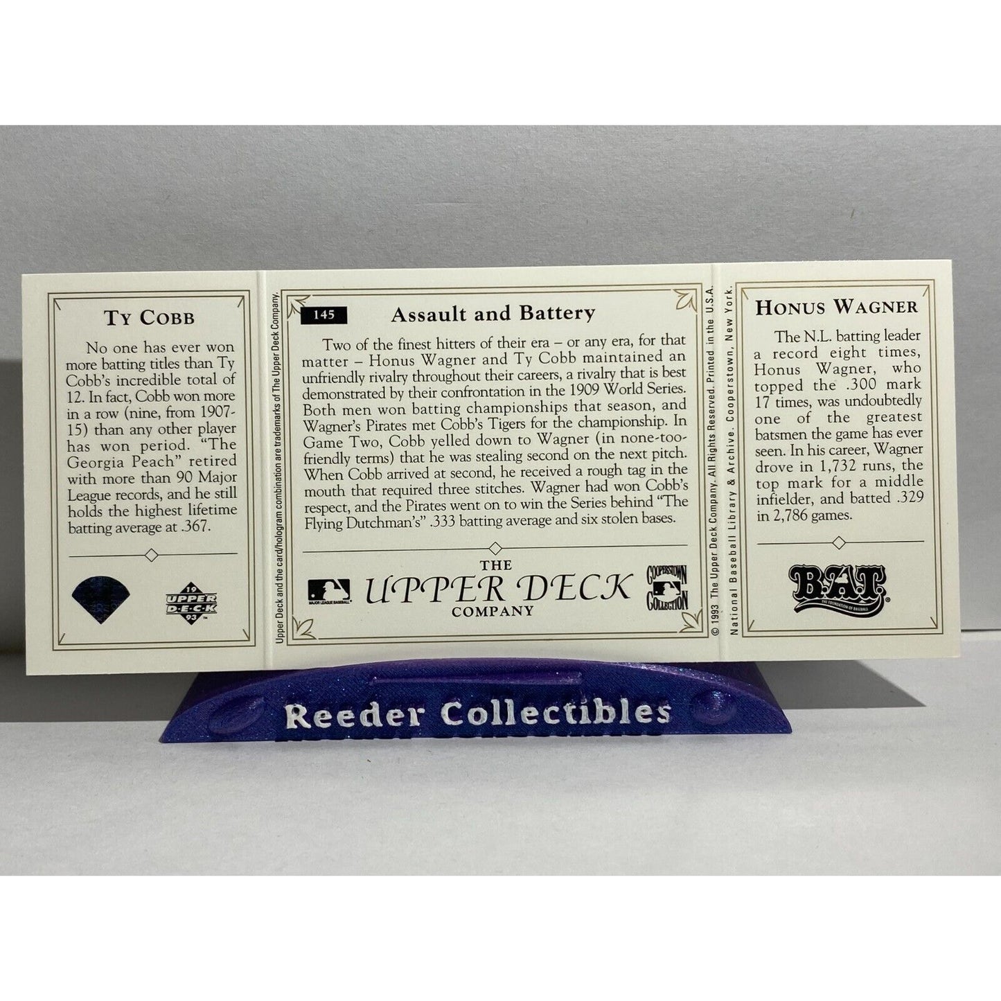 Ty Cobb Honus Wagner 1993 Upper Deck Tri Fold Pittsburgh Pirates Detroit Tigers