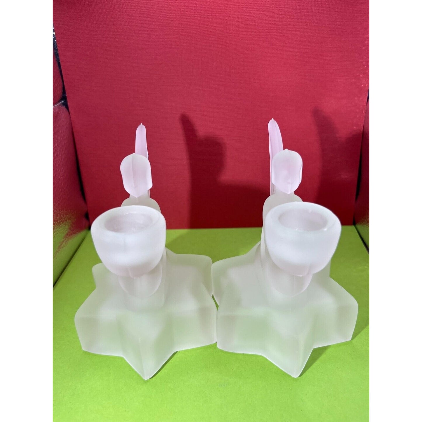 1980's Le Smith Frosted Glass Angels Pair of 2