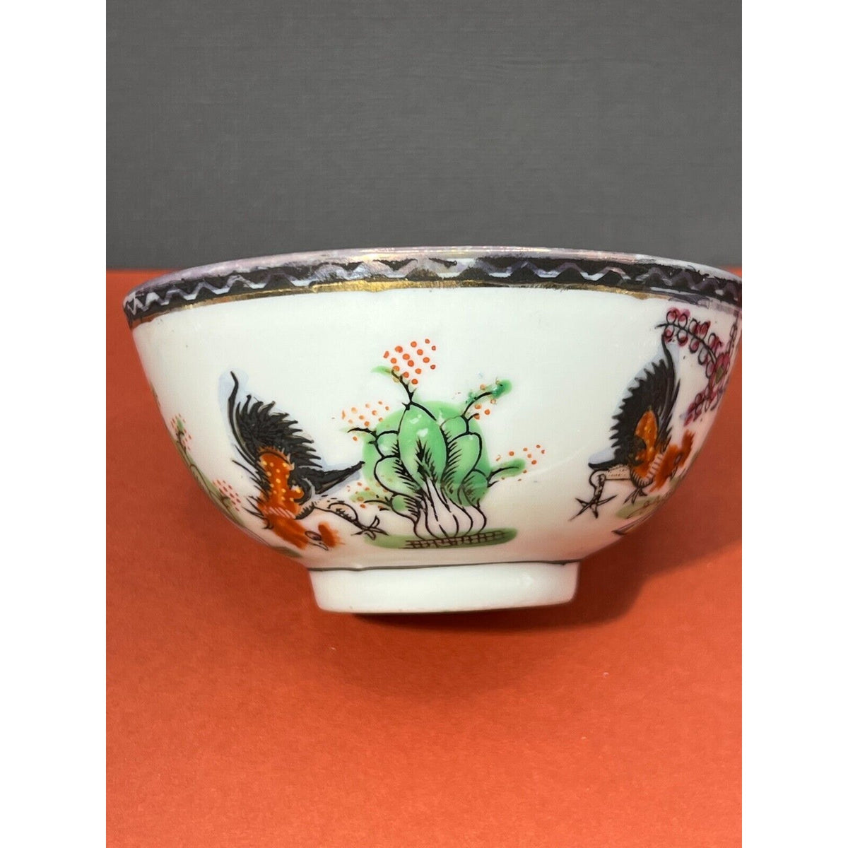 Asian Dish Rooster Bowl Hand Painted