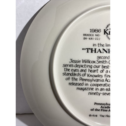 Jesse Wilcox Smith - "Thanksgiving" Collector Plate Numbered w Box & COA 1986