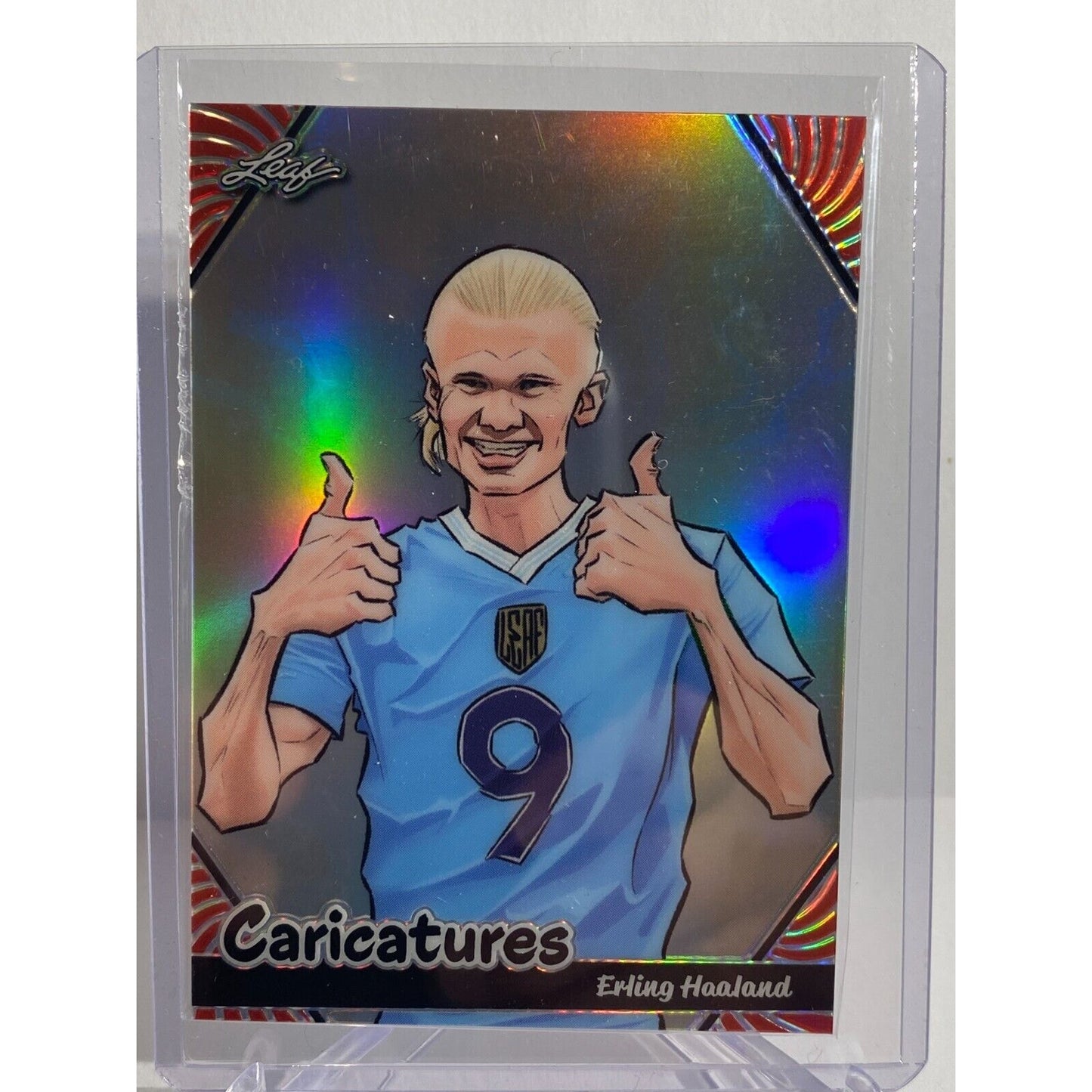 12/25 Erling Haaland Holo RED 2024 Leaf Caricatures #C-06 Refractor Man City