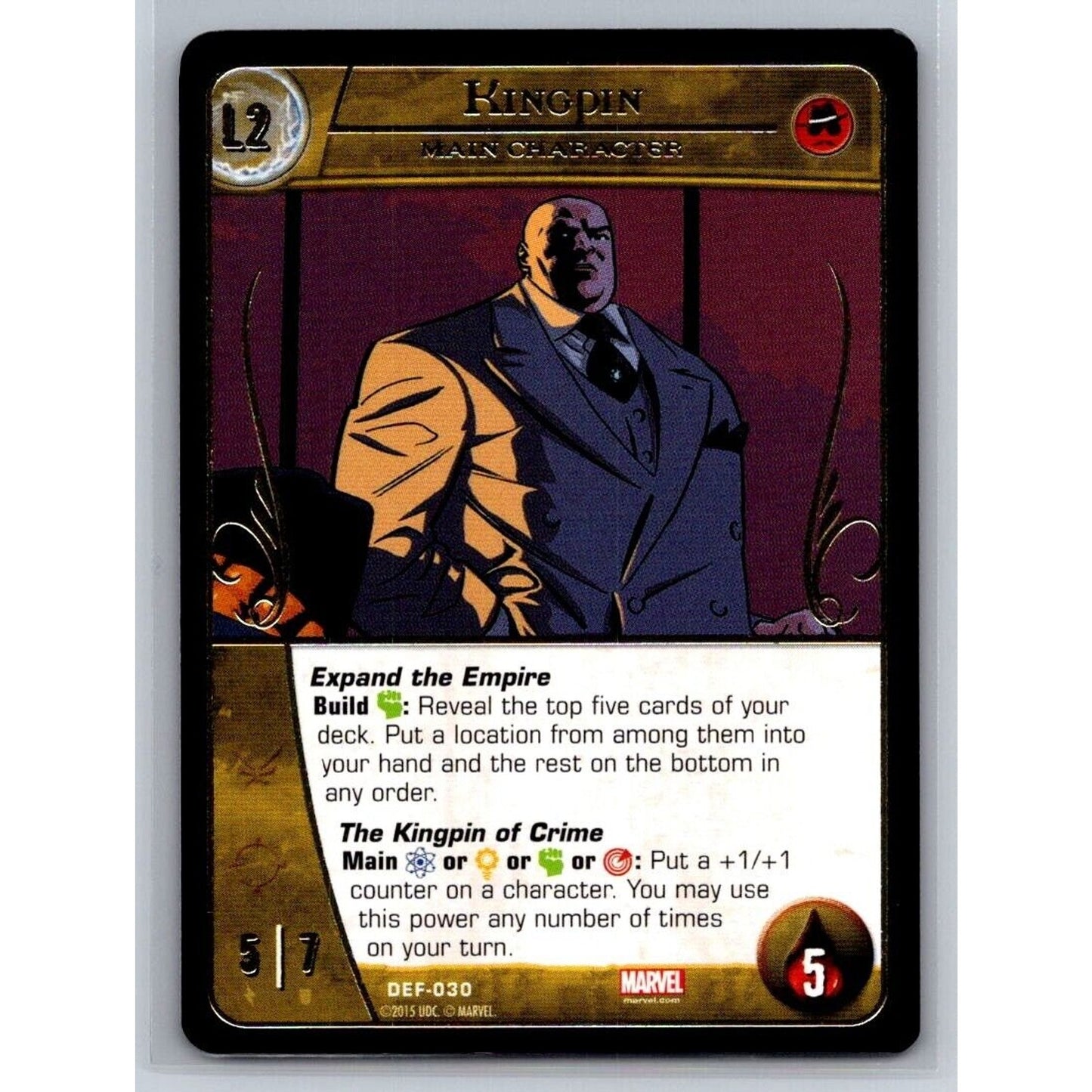 Kingpin 2015 Upper Deck VS System Marvel PCG Gold Foil Rare #DEF-030