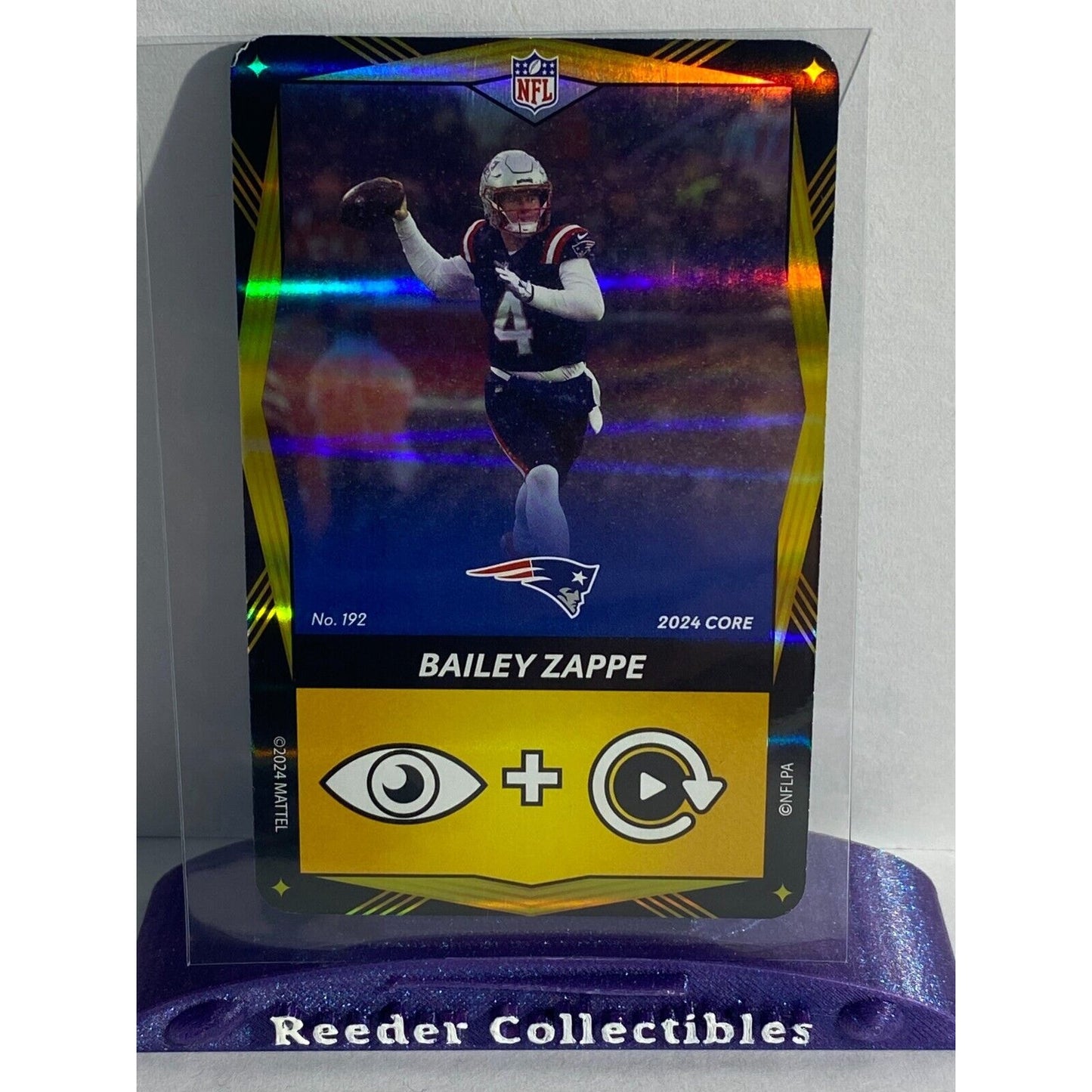 2024 Uno Elite #192 Bailey Zappe FOIL New New England Patriots Yellow