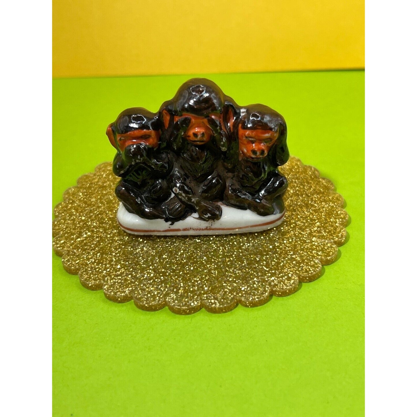 See Hear Say No Evil Monkees Monkey Figurine Vintage Occupied Japan Porcelain