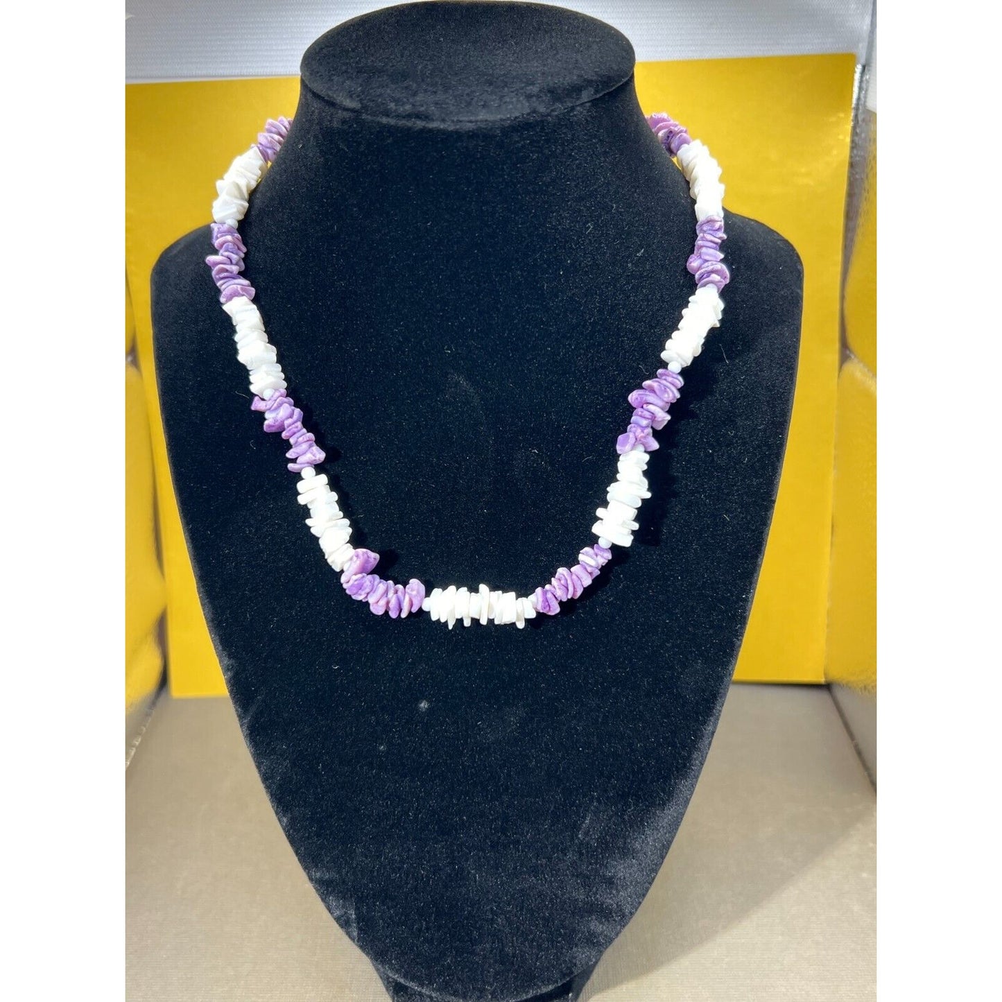 Pucca Puka Shell Necklace White & Lavender