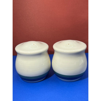 Pfaltzgraff Northwinds Blue Green Stripes Salt and Pepper Shakers