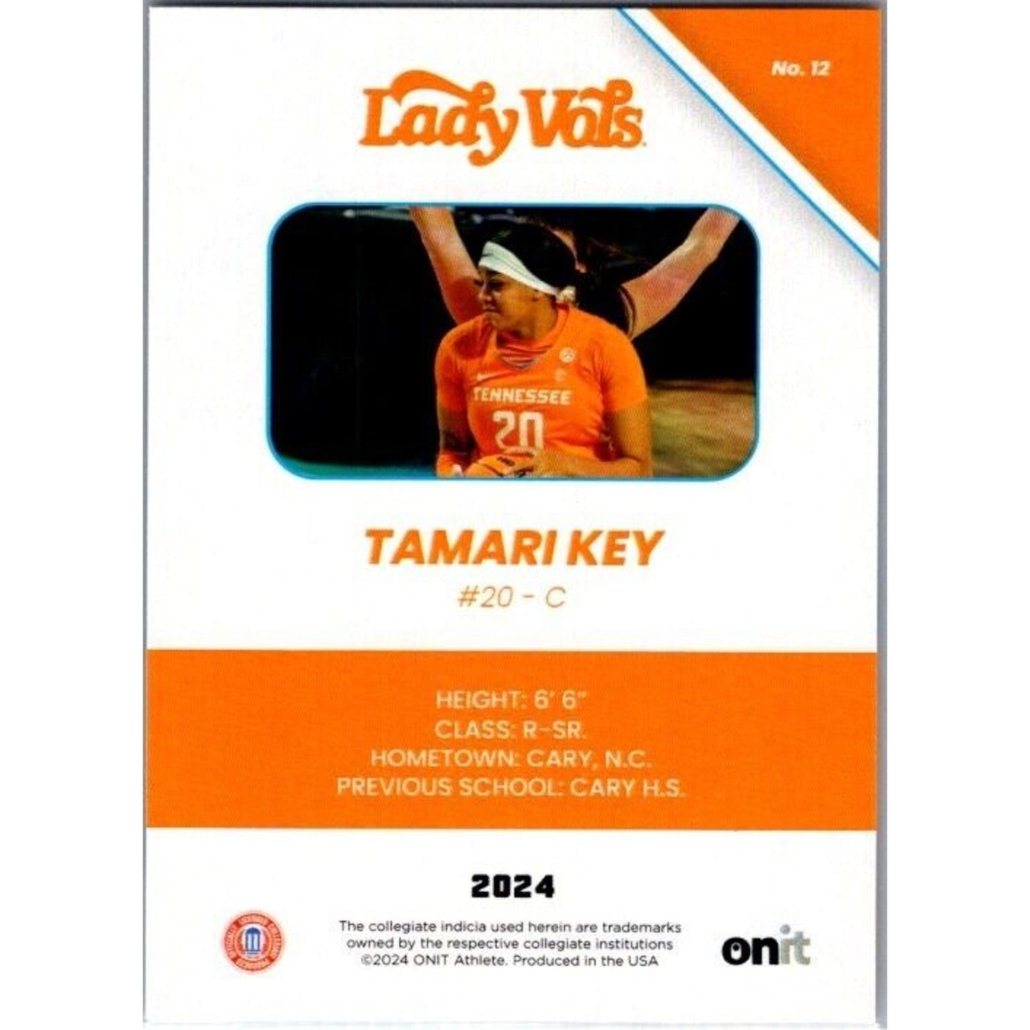 23-24 Onit #12 Tamari Key Tennessee Volunteers Lady Vols Base Card