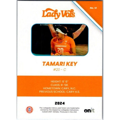 23-24 Onit #12 Tamari Key Tennessee Volunteers Lady Vols Base Card