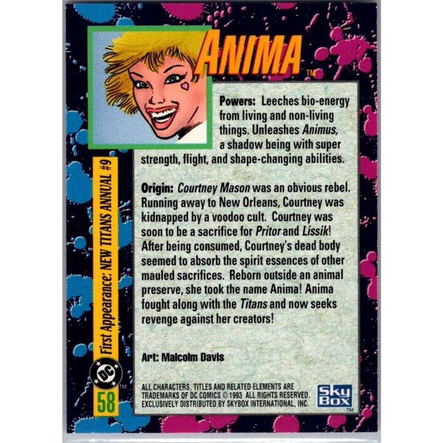 1993 Skybox DC Bloodlines #58 Anima