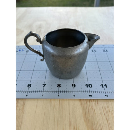 Old Colonial Vintage Pewter Creamer Pitcher Ornate Handle