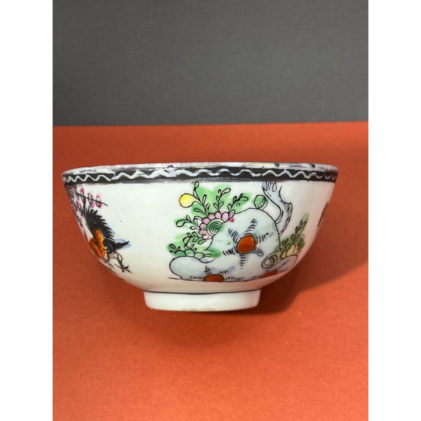 Asian Dish Rooster Bowl Hand Painted