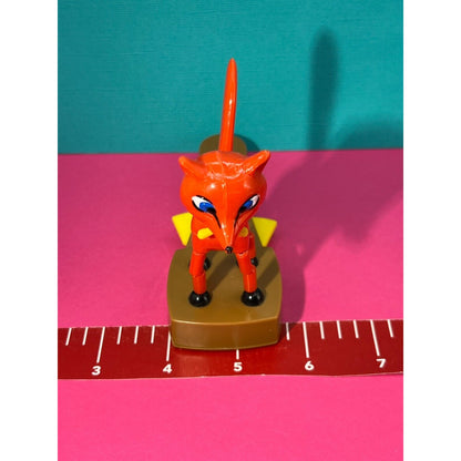 Vtg British Des Red Fox Thumb Push Button Puppet Paddle Collapsible Toy Plastic