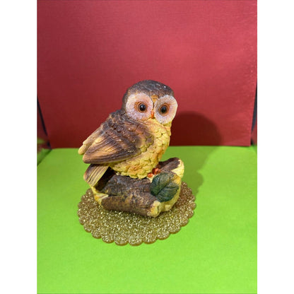 Owl Sitting on Log Resin Figurine Cute Lightweight 3.3oz