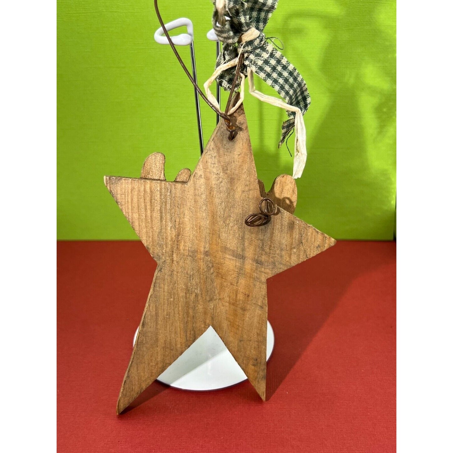 Primitive Wooden Moose Star Christmas Ornament Decoration