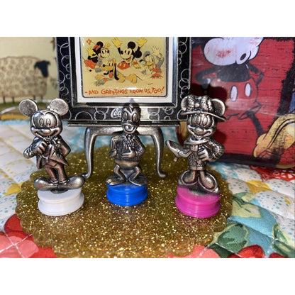 Mickey Minnie Mouse Donald Duck Pewter Coca Cola Thimble Sign