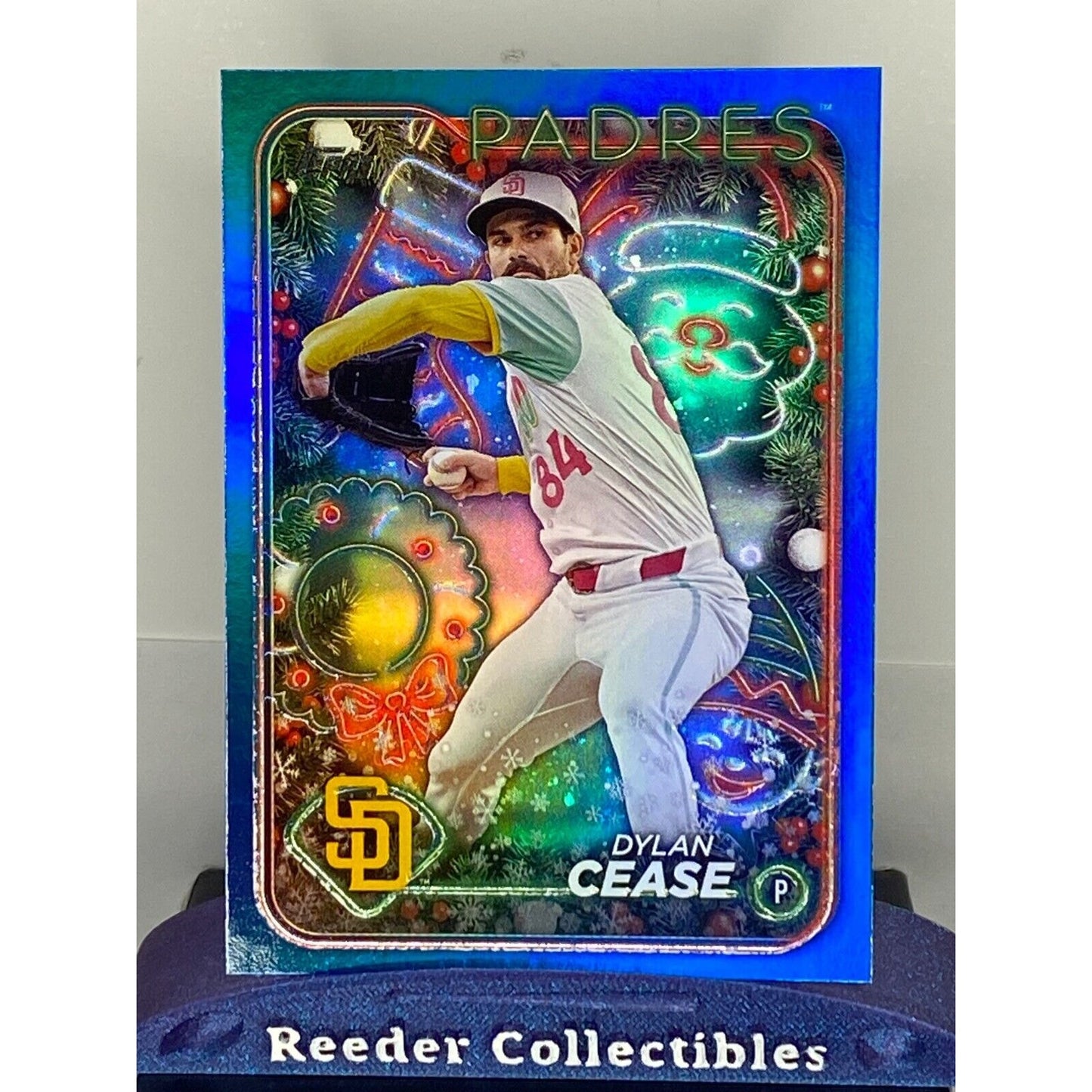 2024 Topps Holiday #H97 Dylan Cease San Diego Padres Blue Glitter Refractor