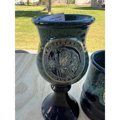 Cloth & Clay 1994 Renaissance Festival Pottery Mug & Chalice Goblet Set