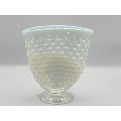 Fenton Hobnail 1950's White Clear glass miniature vase 3 5/8" tall Opalescent