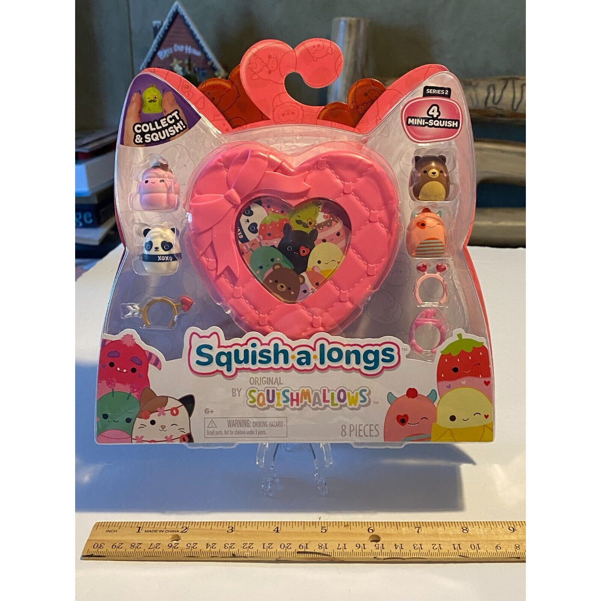 Original Squishmallows 4 Squish-a-longs + 3 Accessories + Pink Case