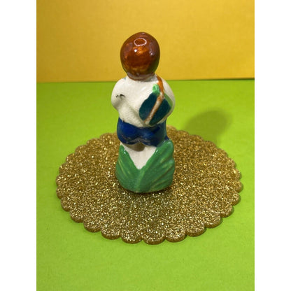 Miniature Porcelain Figurine School Boy 3" tall Vintage Occupied Japan